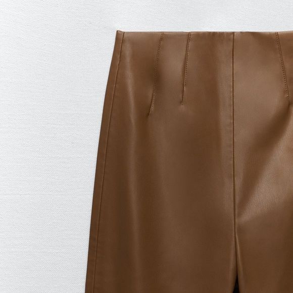 Zara • Brown faux leather leggings - Picture 5 of 5